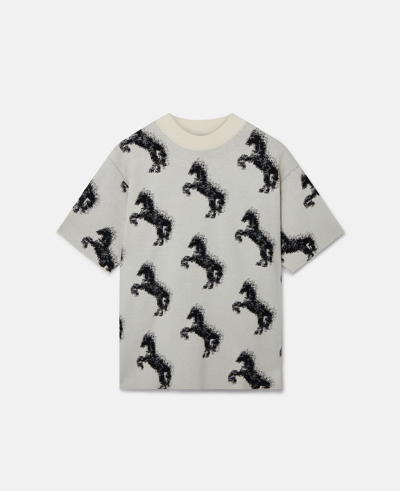 Shop Stella Mccartney Pixel Horse Jacquard T-shirt In White
