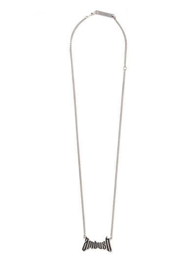 Shop Ambush Logo-charm Chain-link Necklace In Silver