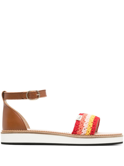 Shop Chloé Interwoven-strap Flat-sole Sandals In Neutrals