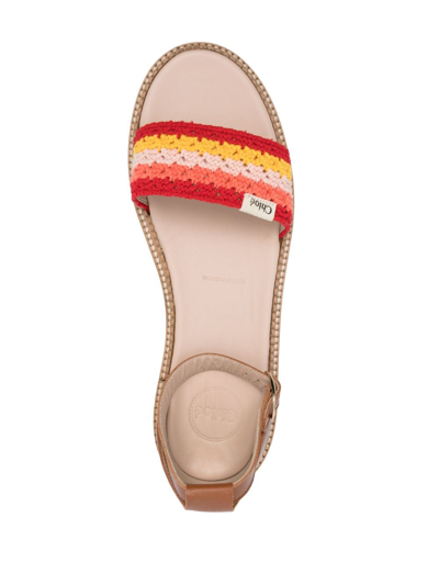 Shop Chloé Interwoven-strap Flat-sole Sandals In Neutrals