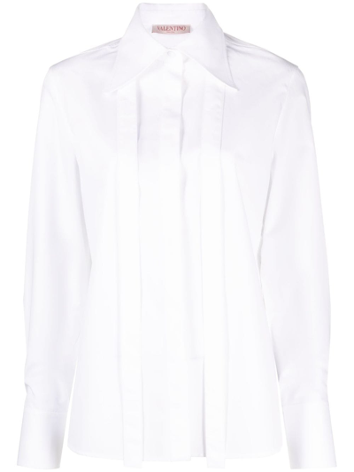 Shop Valentino Scarf-detail Cotton Poplin Shirt In White