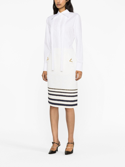 Valentino Scarf-detail Cotton Poplin Shirt In White