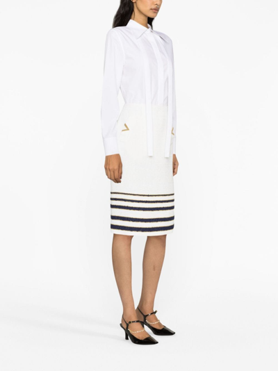 Valentino Scarf-detail Cotton Poplin Shirt In White