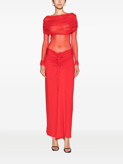 Christopher Esber Ruched Maxi Skirt In Red