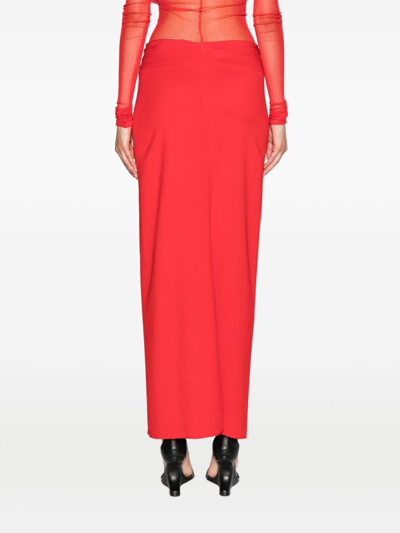 Christopher Esber Ruched Maxi Skirt In Red