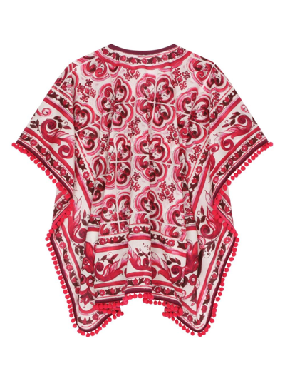 Shop Dolce & Gabbana Majolica-print Cotton Kaftan In Pink