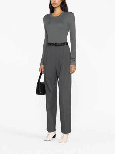 Shop Lemaire Ribbed Long-sleeve Top In Grey