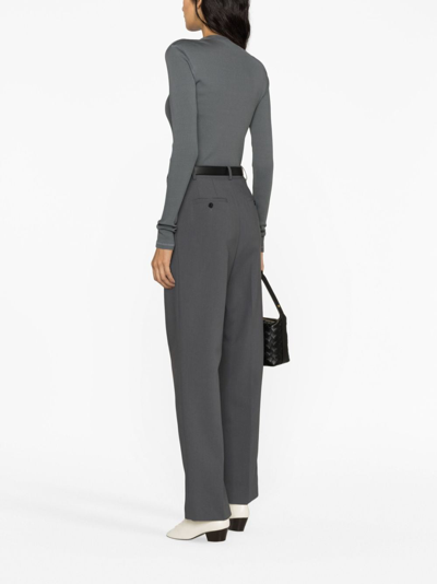 Shop Lemaire Ribbed Long-sleeve Top In Grey