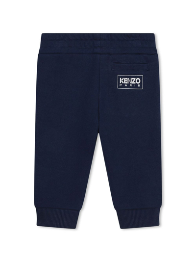 Shop Kenzo Logo-embossed Cotton Track Pants In Blue