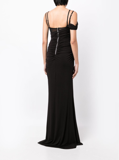 Shop Rachel Gilbert Bridger Draped-detailed Gown In Black