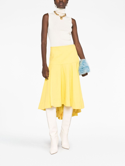 Jil Sander High-low Linen Midi Skirt In Yellow