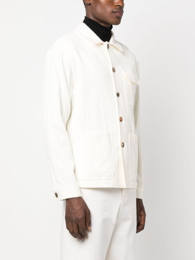 Lardini Button-up Corduroy Shirt Jacket In White