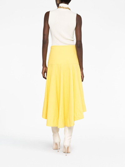 Jil Sander High-low Linen Midi Skirt In Yellow