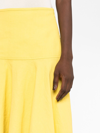 Jil Sander High-low Linen Midi Skirt In Yellow