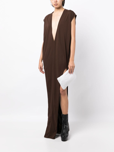 Shop Rick Owens Arrowhead Sleeveless Cotton Maxi Dress In Brown