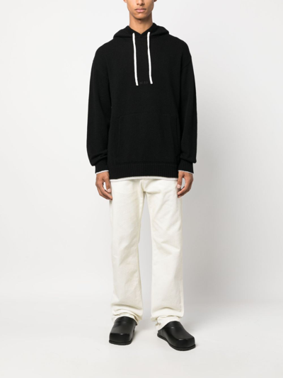 Msgm Contrasting Trim Drawstring Hoodie In Black