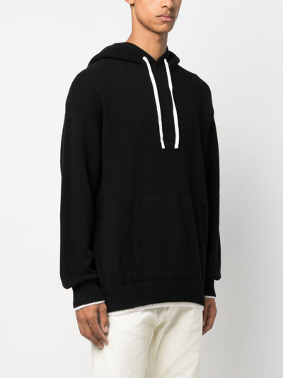 Msgm Contrasting Trim Drawstring Hoodie In Black