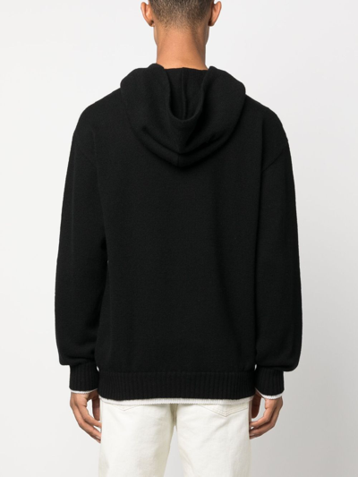 Msgm Contrasting Trim Drawstring Hoodie In Black