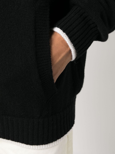 Msgm Contrasting Trim Drawstring Hoodie In Black