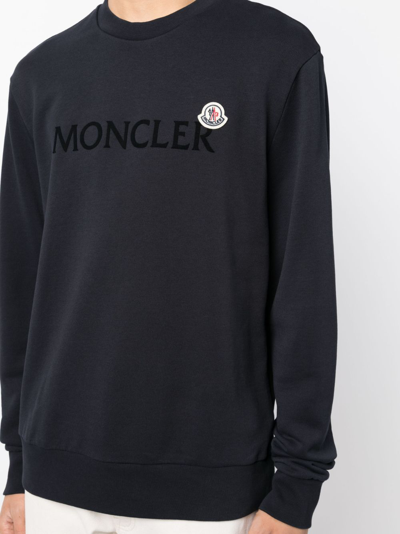 Shop Moncler Logo-patch Cotton Sweatshirt In Blue