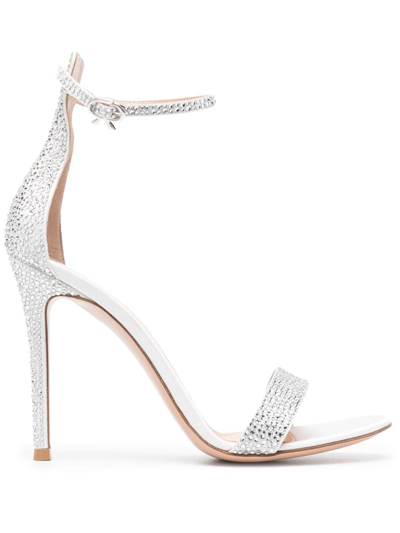 Shop Gianvito Rossi Crystal-embellished 110mm Sandals In White