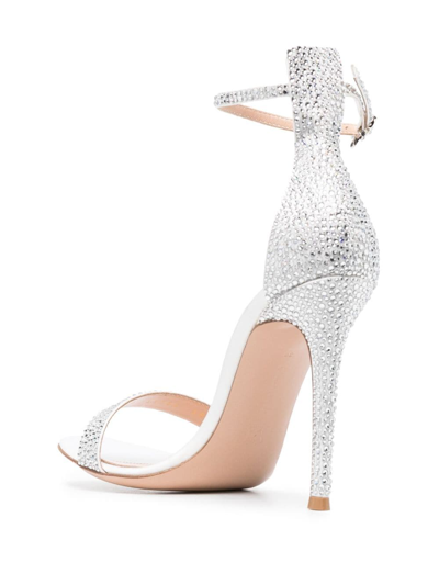 Shop Gianvito Rossi Crystal-embellished 110mm Sandals In White