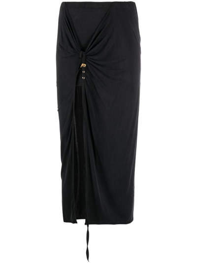 Shop Jacquemus La Jupe Pareo Croissant Midi Skirt In Black