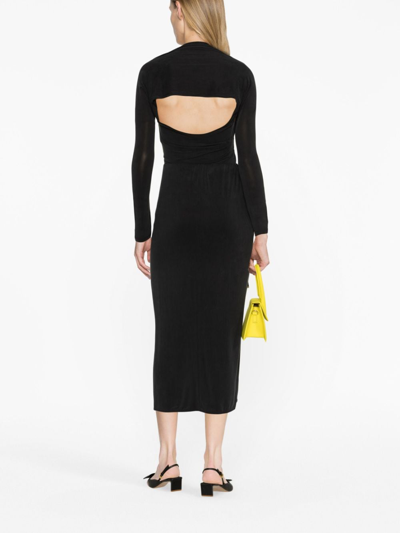 Jacquemus Pareo Croissant Buckle Slit Long Skirt In Black