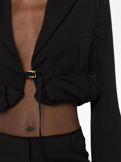 Shop Jacquemus La Veste Croissant Cropped Blazer In Black