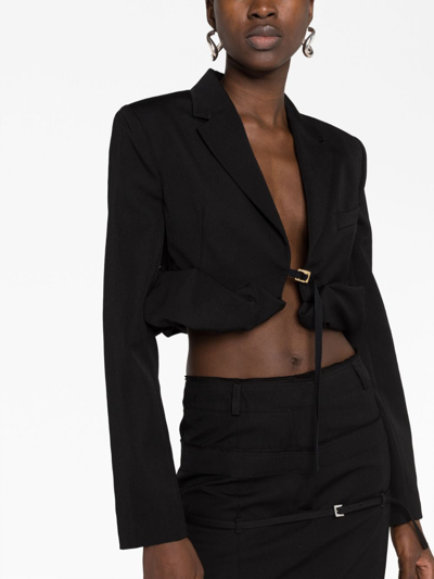 Shop Jacquemus La Veste Croissant Cropped Blazer In Black