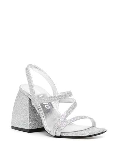 Shop Nodaleto Bulla Gemini 90mm Glitter Sandals In Silver