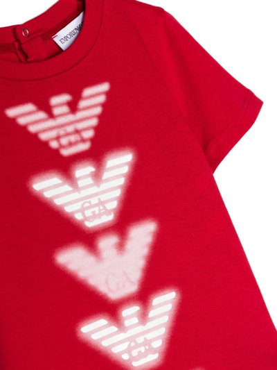Shop Emporio Armani Logo-print Cotton T-shirt In Red