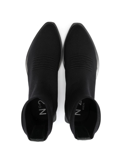 Shop N°21 Logo-embroidered Pointed-toe Ankle Boots In Black