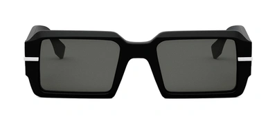 Shop Fendi Graphy  Fe40073u 02a Rectangle Sunglasses In Grey
