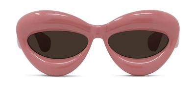 Loewe Fashion Show Inflatable Lw 40097i 72e Oval Sunglasses In Brown