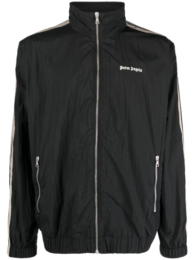Shop Palm Angels Logo-print Side-stripe Track Jacket In Black