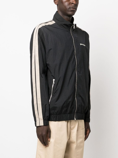 Palm Angels Black High Neck Sweatshirt With Logo Lettering On The Front In Wool Blend Man In Black
