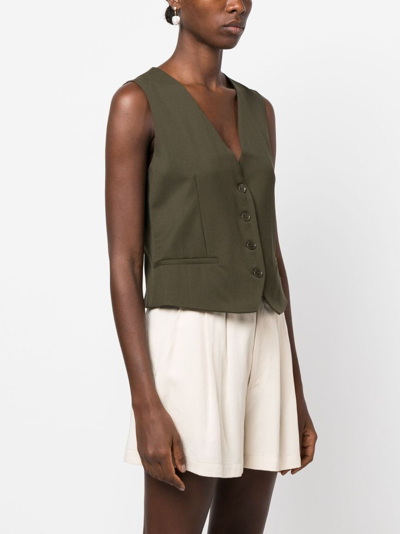 Shop P.a.r.o.s.h Button-up Wool Gilet In Green