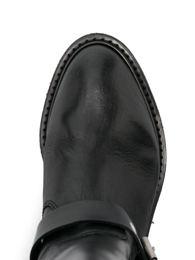 Golden Goose High Biker Boots In Black Leather With Silver Studs And Buckles In Black