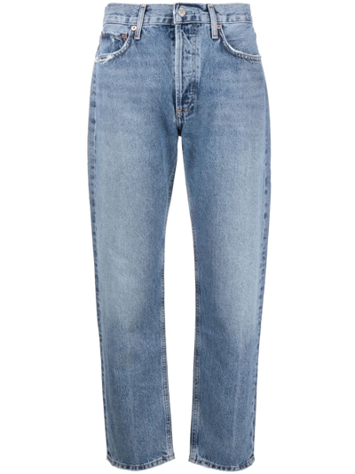Shop Agolde Cropped Straight-leg Jeans In Blue