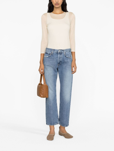 Shop Agolde Cropped Straight-leg Jeans In Blue