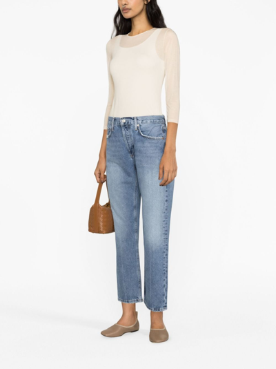 Shop Agolde Cropped Straight-leg Jeans In Blue