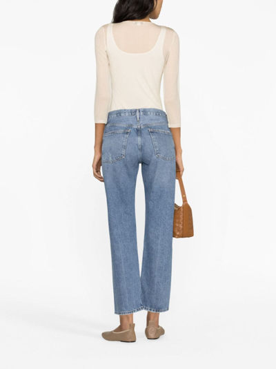 Shop Agolde Cropped Straight-leg Jeans In Blue