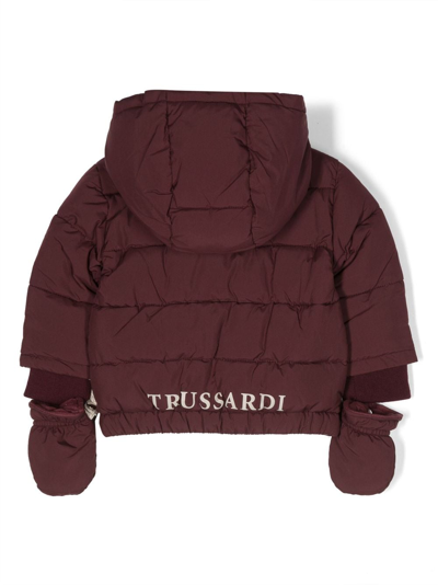 Shop Trussardi Junior Logo-print Padded Hooded Jacket In Purple