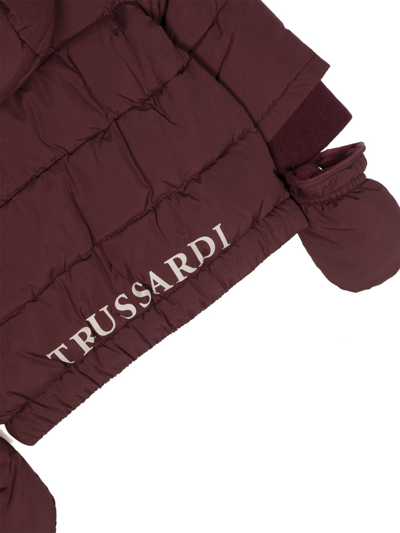 Shop Trussardi Junior Logo-print Padded Hooded Jacket In Purple