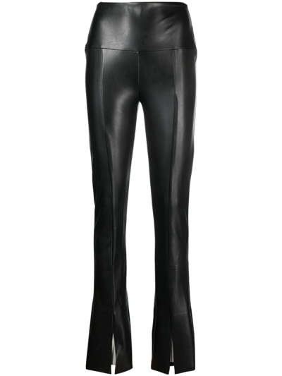 Shop Norma Kamali Faux-leather Skinny Trousers In Black