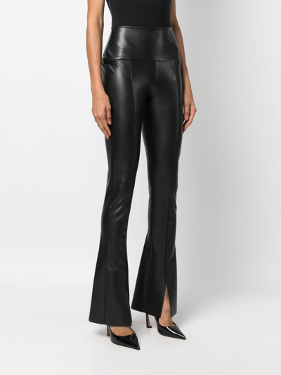 Norma Kamali Spat Faux Leather Flared Leggings In Black