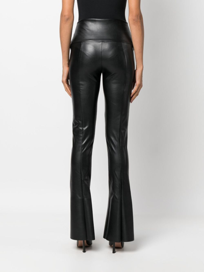Shop Norma Kamali Faux-leather Skinny Trousers In Black