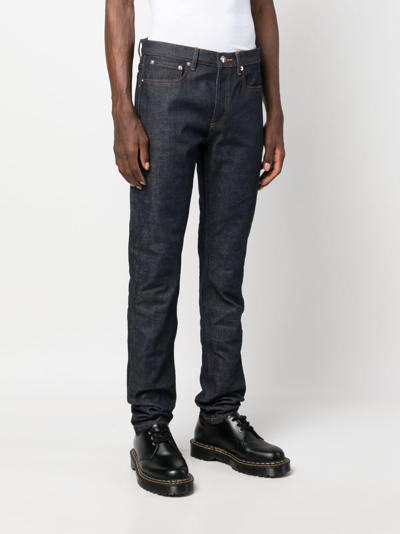 Shop Apc Mid-rise Straight-leg Jeans In Blue