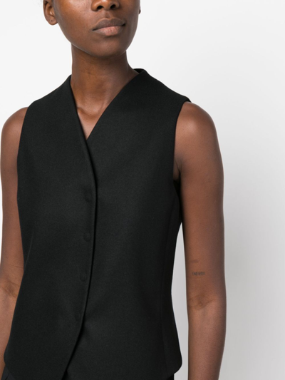Shop Giorgio Armani Button-up Virgin Wool-blend Waistcoat In Black